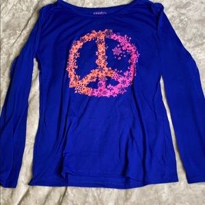 Navy Blue Peace Sign Long-Sleeve